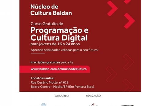 Baldan oferece curso gratuito de Programação e Cultura Digital