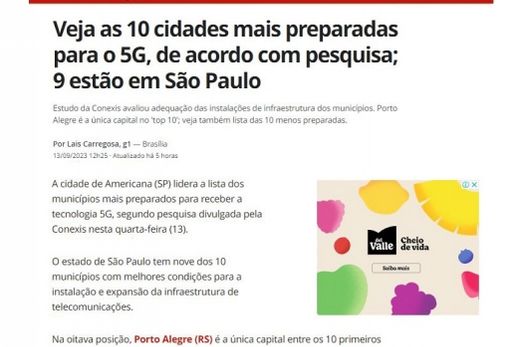 Araraquara é citada em matéria que lista cidades mais preparadas ao 5G