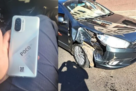 Jovem preso. Ele estava com um celular da vítima, que também teve o carro roubado