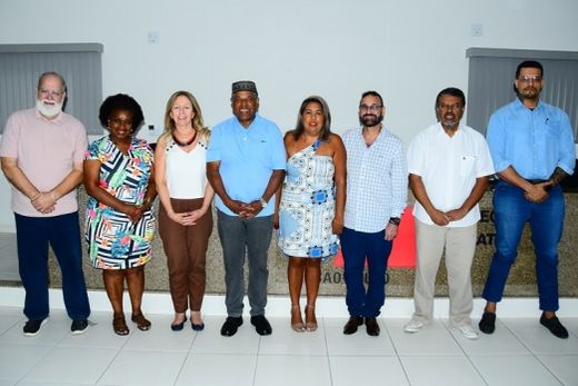 No auditório da OAB-Matão. Paulo Bernardi, Janete Silveira, Denise Minelli, Cucão, Clarina de Souza, Faro Reguin, Sergio Floriano e Jhonny da Silva