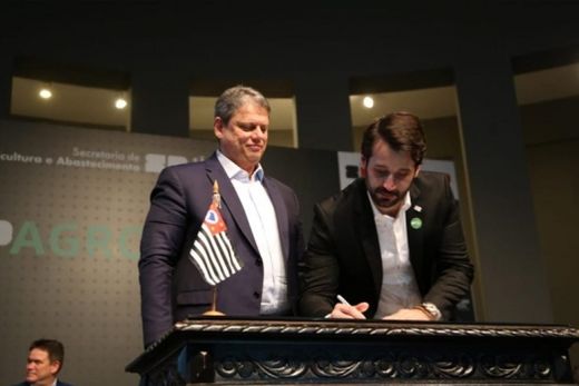 Selo AgroSP. Anúncio da nova marca foi feito hoje pelo governador, Tarcísio de Freitas, e pelo secretário de Agricultura e Abastecimento, Guilherme Piai