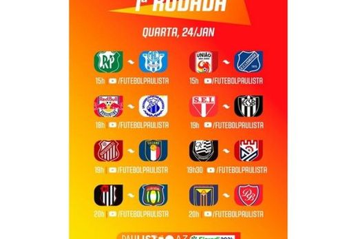 Primeira rodada. Jogos acontecerão no dia 24 de janeiro