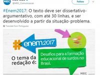 Divulgação do tema da redação do Enem 2017