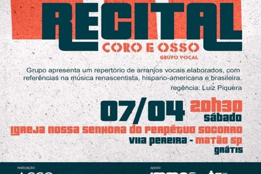 Sábado tem Recital do Coro e Osso