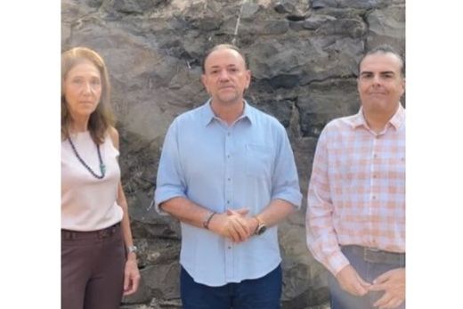 Ada Salmazo, o prefeito Edinho e Alexandre Pierri, na represa da Captação das Cruzes