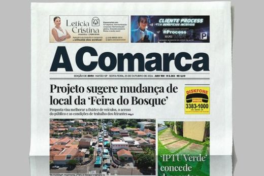 A Comarca. Entre os destaques:  Projeto sugere mudança de local da Feira do Bosque