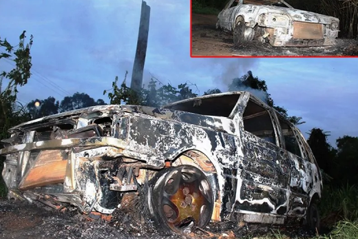 Roubo em condomínio. Ladrões incendiaram carros dos vigiais que trabalhavam no local