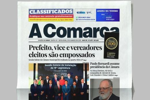 A Comarca. Entre os destaques: Prefeito, vice e vereadores eleitos são empossados