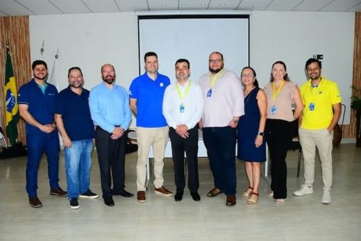 No Auditório 'Oscar Lúcio Baldan'. Lucas Galati, Joelson Fernandes, Frederico Santos, Guilherme Antoniosi, Filipe Barros, Antonio Travensolo, Márcia Henriques, Ana Paula Correa e Antônio Agu