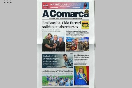 A Comarca. Entre os destaques: Em Brasília, Cido Ferrari solicitou mais recursos