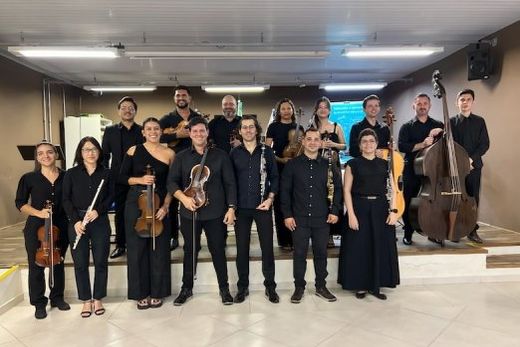 No auditório da Etec-Matão. Concerto permitiu que muitos dos alunos tivessem seu primeiro contato com uma orquestra ao vivo