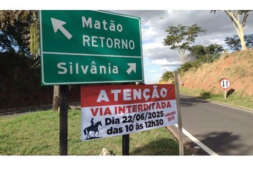 Vicinal Clito Bastia. Interdição ocorrerá das 10h às 12h30 no trecho entre Matão e Silvânia