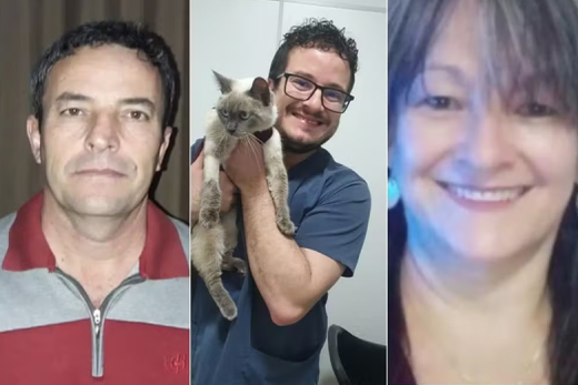 Tripulantes da lancha que naufragou. Lucídio Francisco Dias, Bruno Silva Dias e Maria Aparecida da Silva Dias