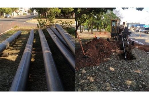 Tubulação instalada de forma subterrânea, utilizando tecnologia não destrutiva, sem a necessidade de escavações nas vias