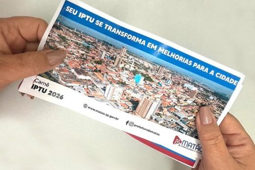 O carnê de 2026. Nas nove parcelas estarão distribuídos tanto o valor total do IPTU quanto a taxa de coleta de resíduos domiciliares