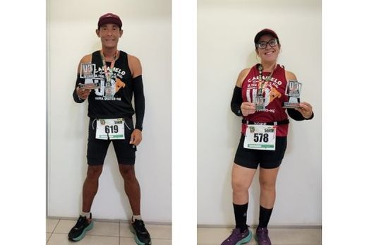 Luiz Estevão e Vera Lúcia. Na categoria de 50 a 59 anos, ele foi campeão e ela, vice-campeã