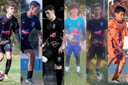 Os seis jogadores. Derli, Pedro, Richard, Gabriel, Victor e Felipe