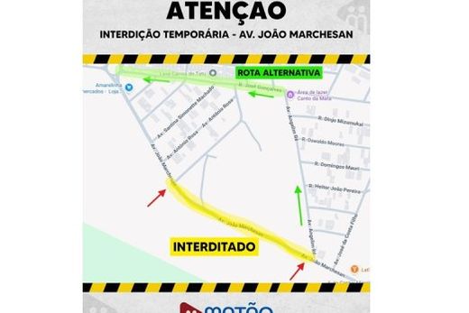 Trecho da Av. João Marchesan é interditado para obra de drenagem