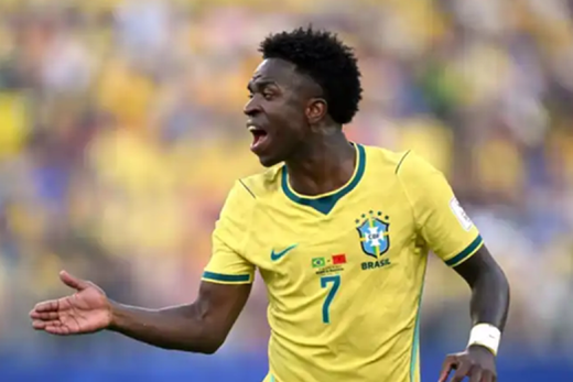 Autor do gol de empate, Vinícius Júnior foi o jogador do Brasil que mais apareceu para o jogo