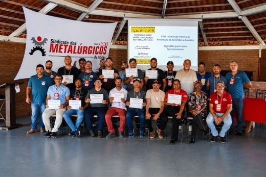 Dirigentes do SindMetal-Matão durante a segunda edição do Encontro de Formação em Segurança no Trabalho