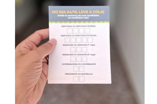 Para facilitar. Justiça Eleitoral recomenda que o eleitor leve uma 'colinha' em papel com os números dos candidatos escolhidos