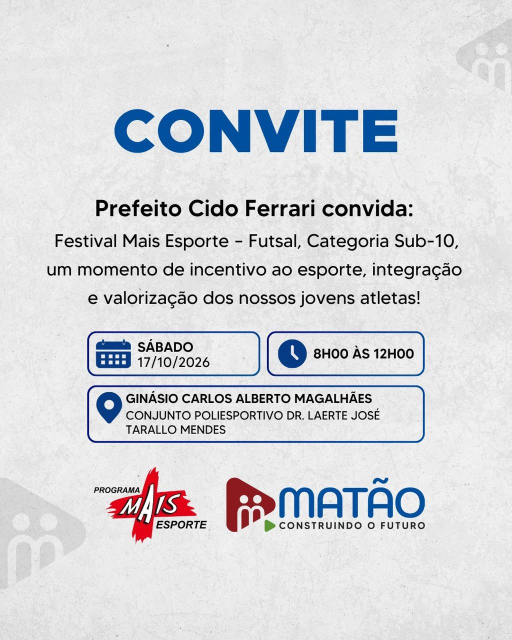 Prefeitura de Matão convida a poulação para o evento