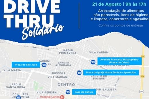 'Drive-Thru Solidário' acontece neste sábado