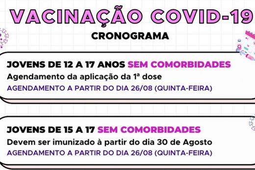 Começa o agendamento para jovens de  12 a 17 anos
