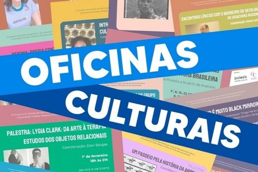 Inscrições. Vagas são limitadas e os candidatos podem fazer a inscrição nos links disponíveis para cada oficina