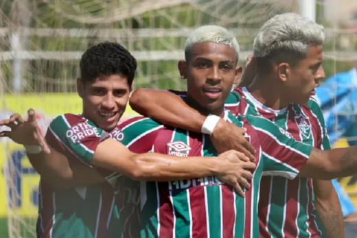 Fluminense. Comemoração do gol de John Kennedy, marcado diante da Francana