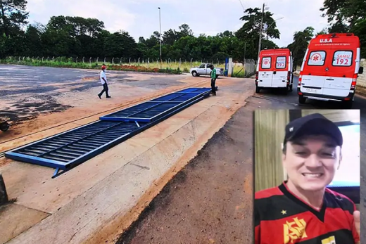 Acidente de trabalho. Homem limpava o portão que caiu sobre ele na tarde da quarta-feira (16)