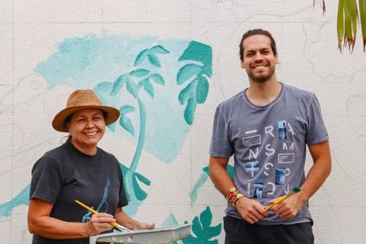 Uma das atrações. Nimuendaju Oliveira e Arani Perisse de Oliveira fizeram um trabalho de muralismo