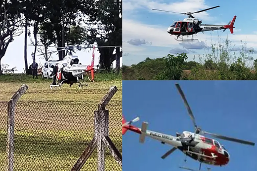 Invasão de casas. Helicóptero Águia da Polícia Militar sobrevoou a cidade à procura dos ladrões