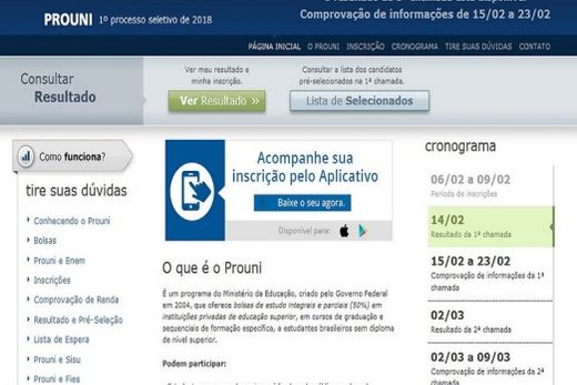 Prouni divulga resultado com listas de aprovados; site apresenta problema