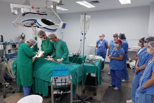Cirurgiões trabalham na captação de órgãos. Procedimentos foram acompanhados por profissionais do Hospital de Matão