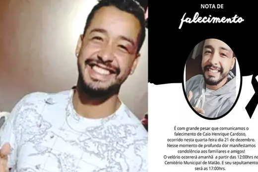 Vítima fatal. Caio Henrique Cardoso, de 29 anos, morreu no local