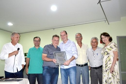 'Sócio Amigo da Sorema'. José Matturro, Douglas Castro, Carlos Fecchio, Sergio Gabriel (homenageado), Reinaldo Panegocci, Luiz Cardoso e Claudia Bellini