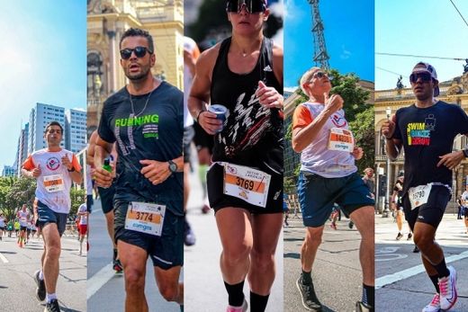 Dreks, André, Heloisa, Claudemir e Túlio. Outra memorável Corrida de São Silvestre