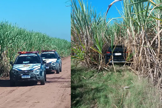 Recuperado. Carro estava abandonado em um canavial