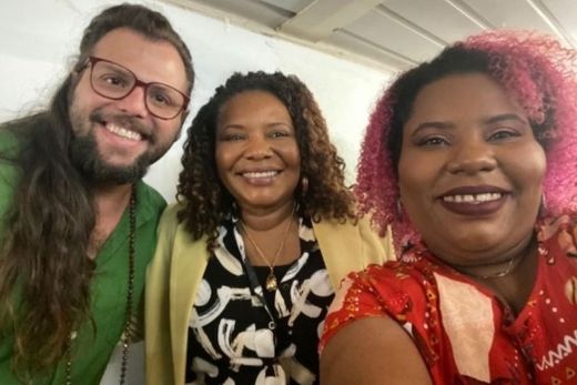 Com a ministra. Juliano Jacopini, Margareth Menezes e Simone Marcondes, na quarta-feira (14) - dia da abertura do Seminário