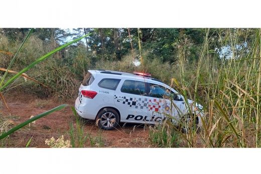 Ladrão baleado. Criminoso havia escondido um veículo roubado em um matagal