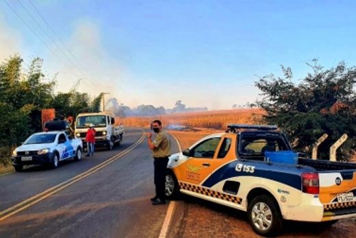 Incêndio em canavial prejudica visibilidade de rodovia — foto 9 de 13