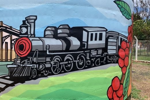 Águas de Matão homenageia cidade com pintura em Reservatório — foto 2 de 3