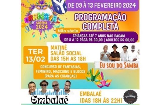 Sorema terá atrações em todos os dias de folia — foto 2 de 6