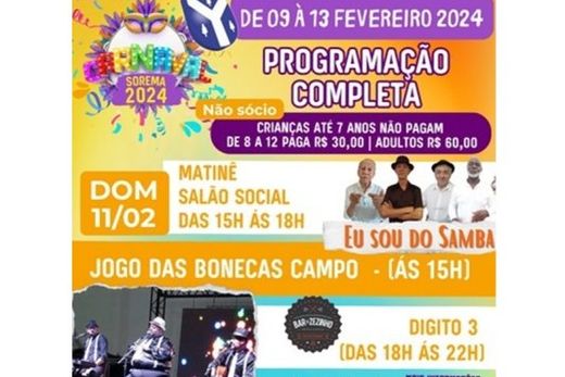 Sorema terá atrações em todos os dias de folia — foto 4 de 6